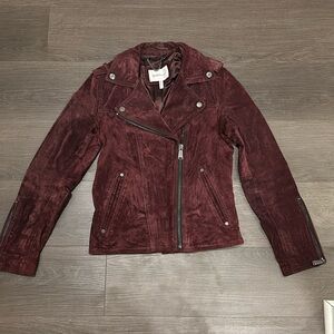 BCBG Red Suede Moto Jacket